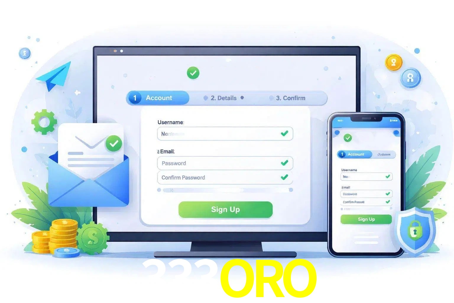 Registro de nuevo usuario y configuración de cuenta 333ORO